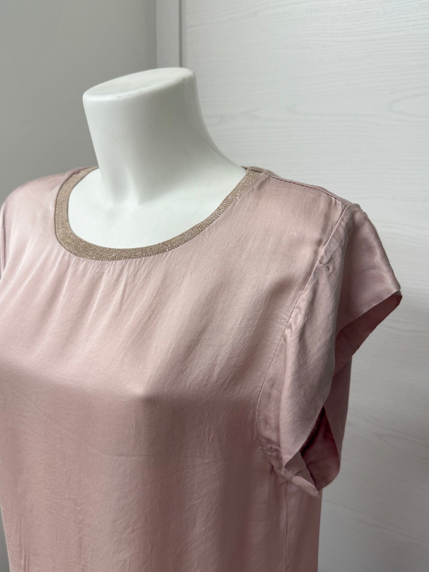 Maglietta maniche corte tinta unita con colletto lurex FGD MODA