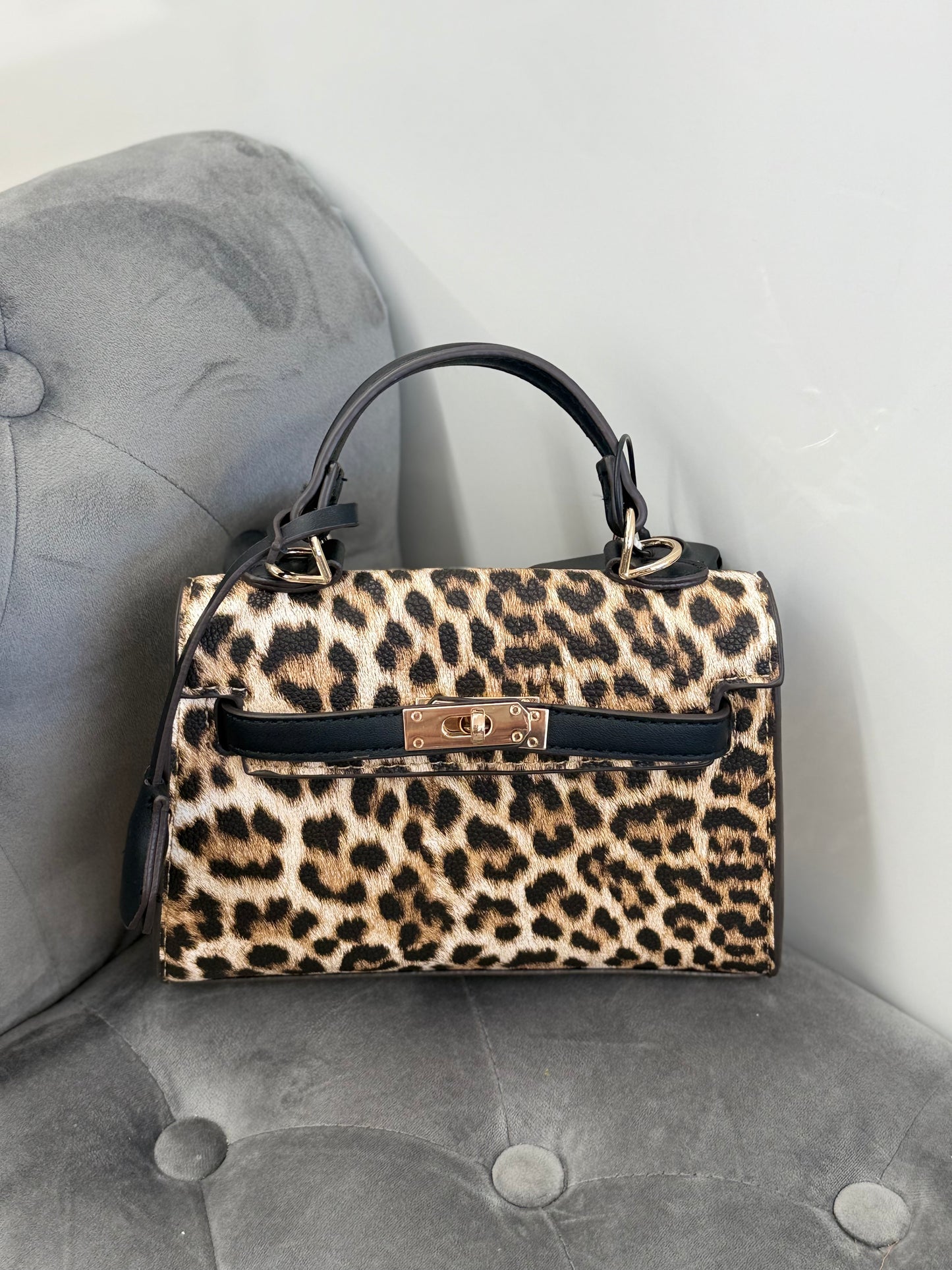 Borsa leopardata con tracolla Small