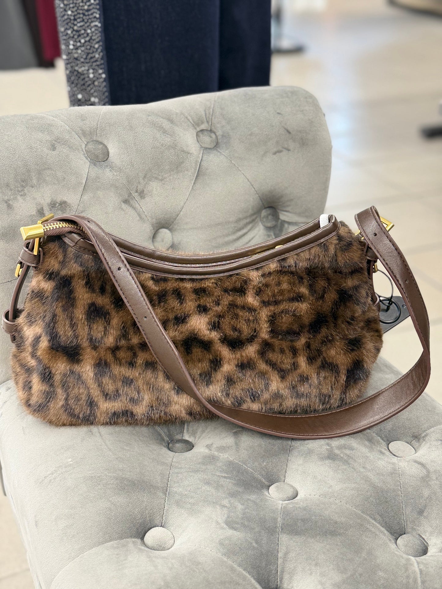 Borsa con pelliccia leopardata FGD MODA