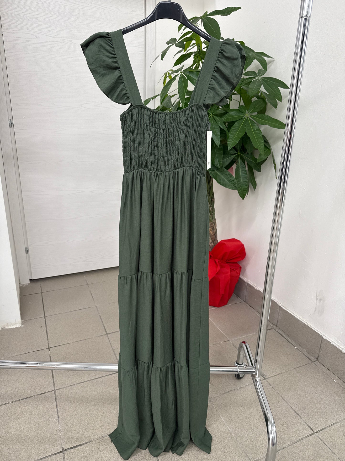 Abito lungo con spalline volant FGD MODA