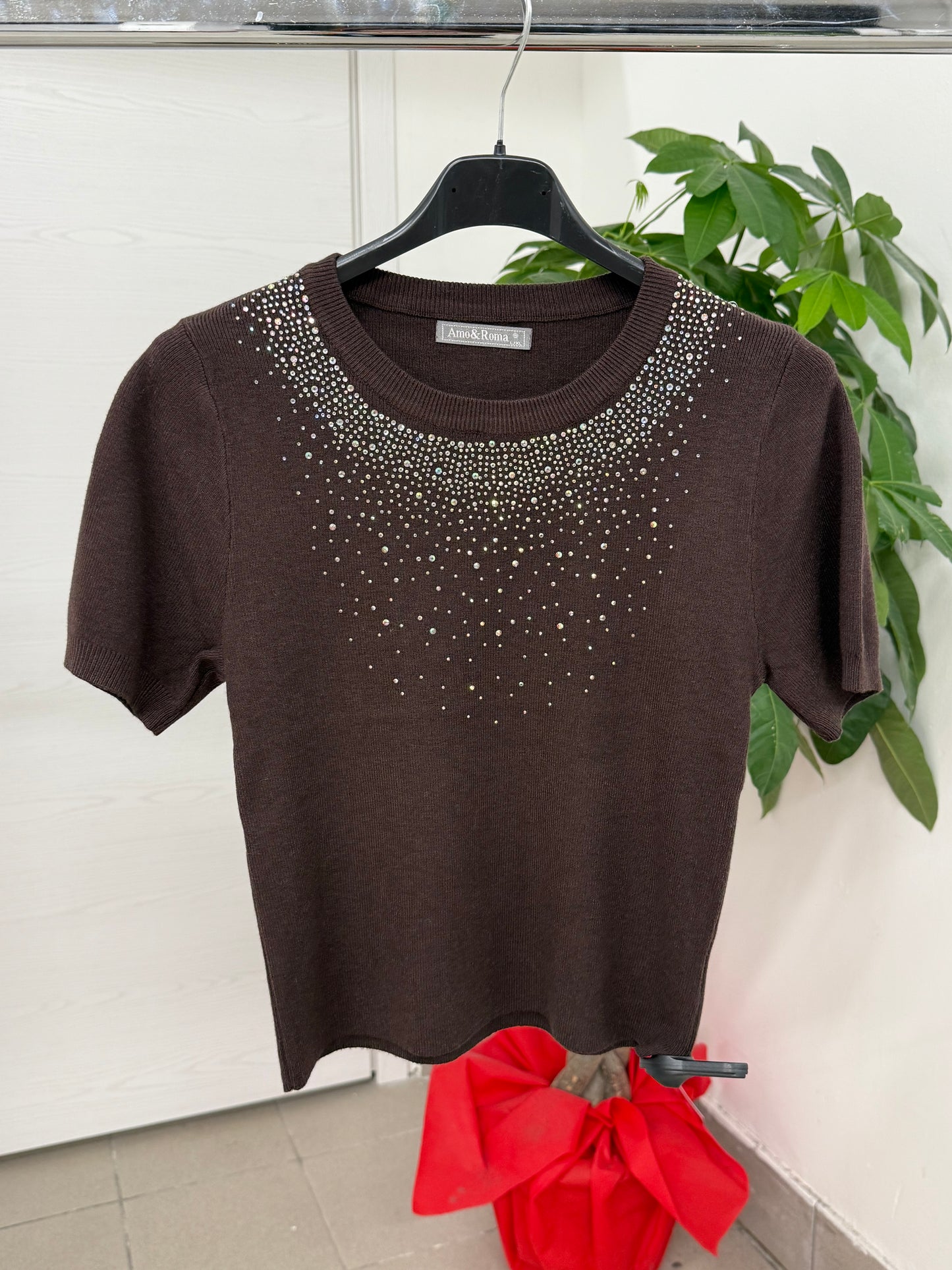 Top in maglia con brillantini FGD MODA