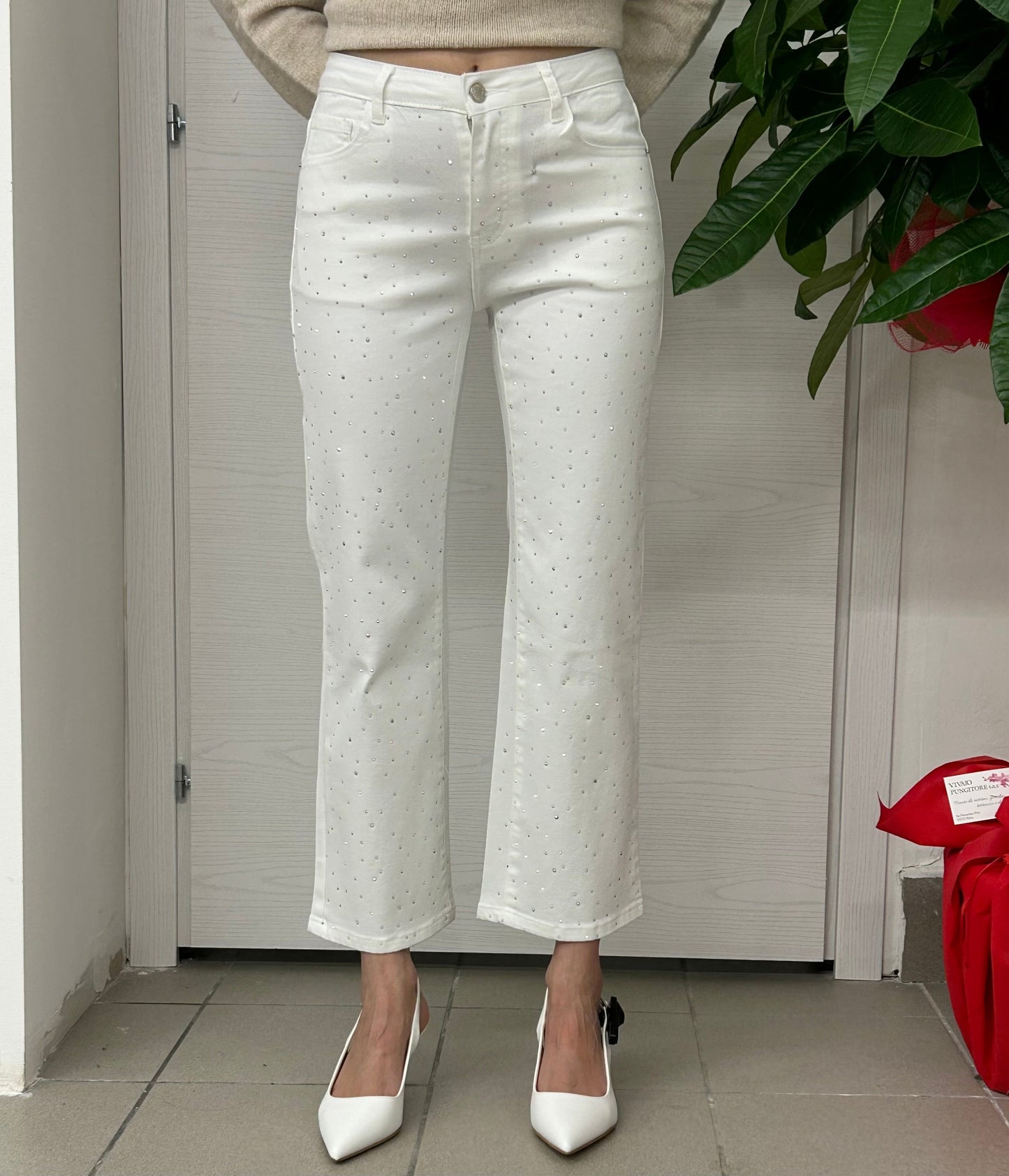 Jeans brillantinato a zampa FGD MODA
