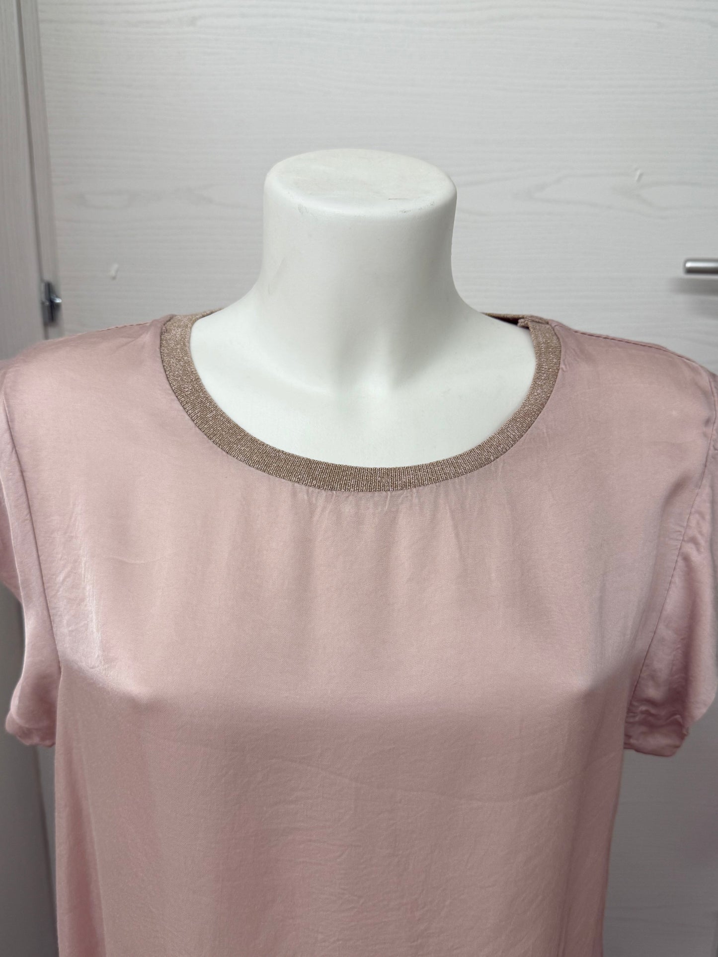 Maglietta maniche corte tinta unita con colletto lurex FGD MODA