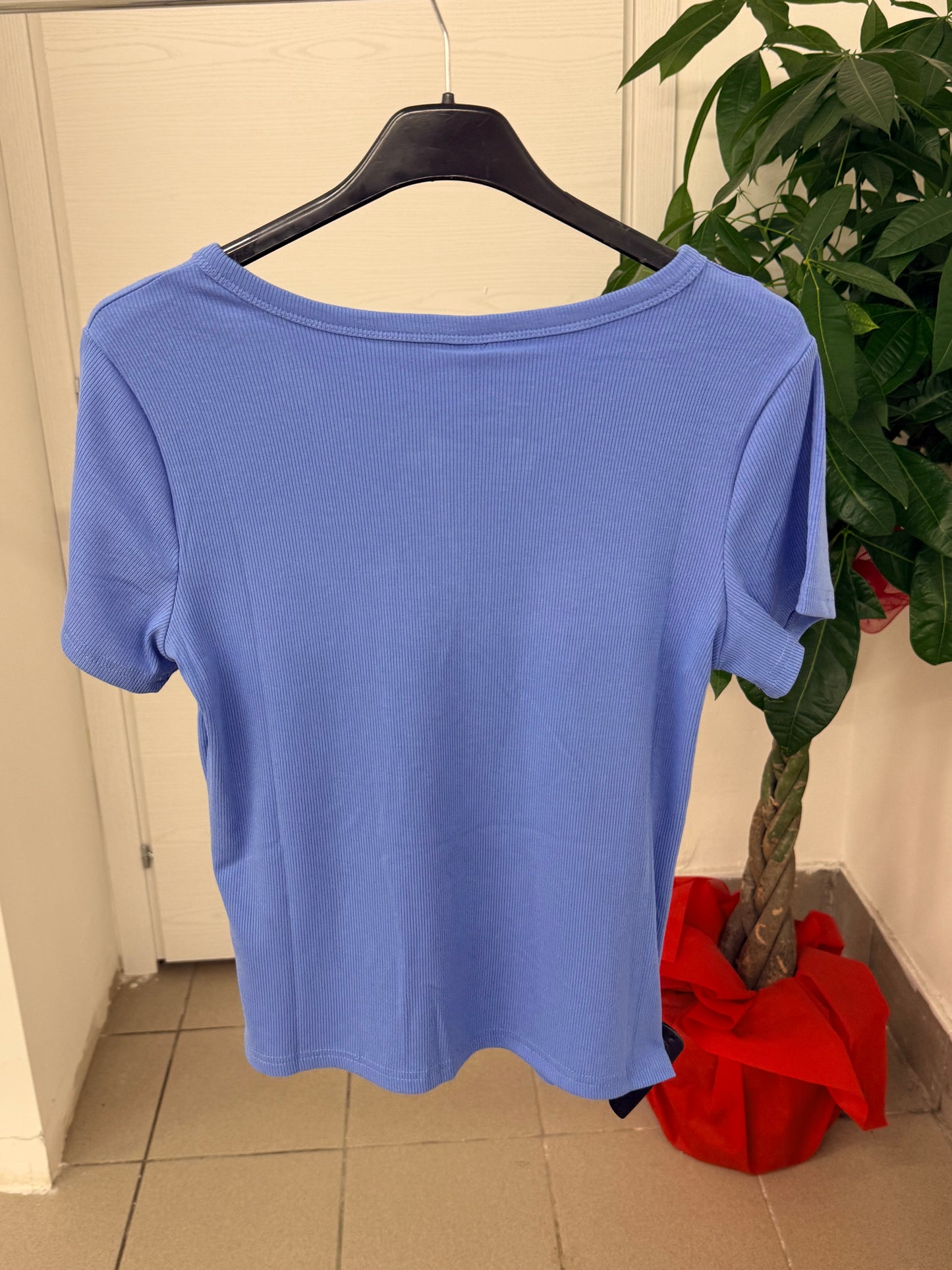 Maglietta crop maniche corte a costine FGD MODA