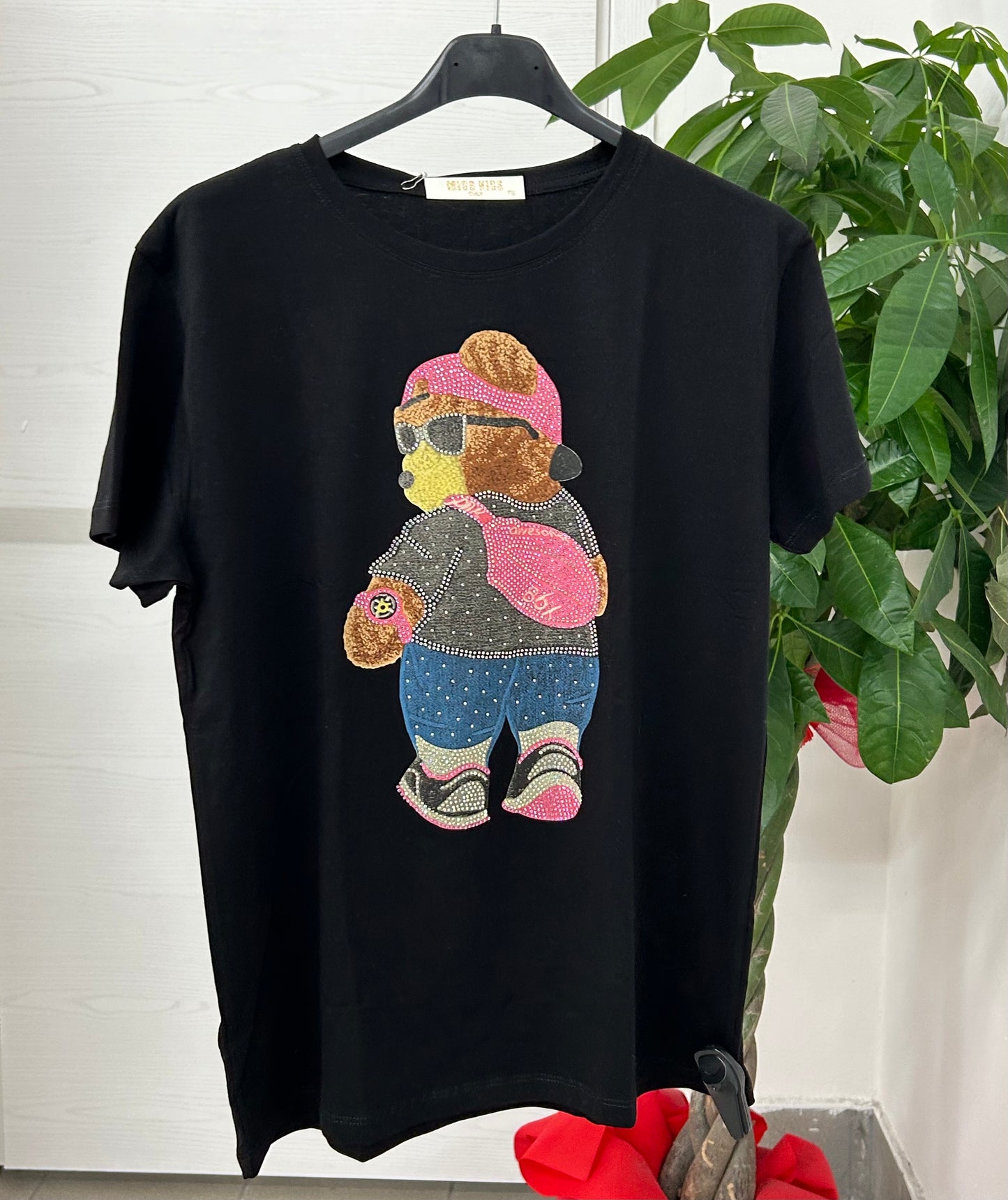 T-shirt a fantasia con brillantini FGD MODA