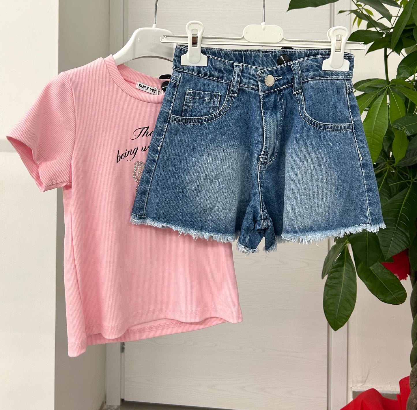 Set coordinato maglietta e pantaloncini jeans FGD MODA