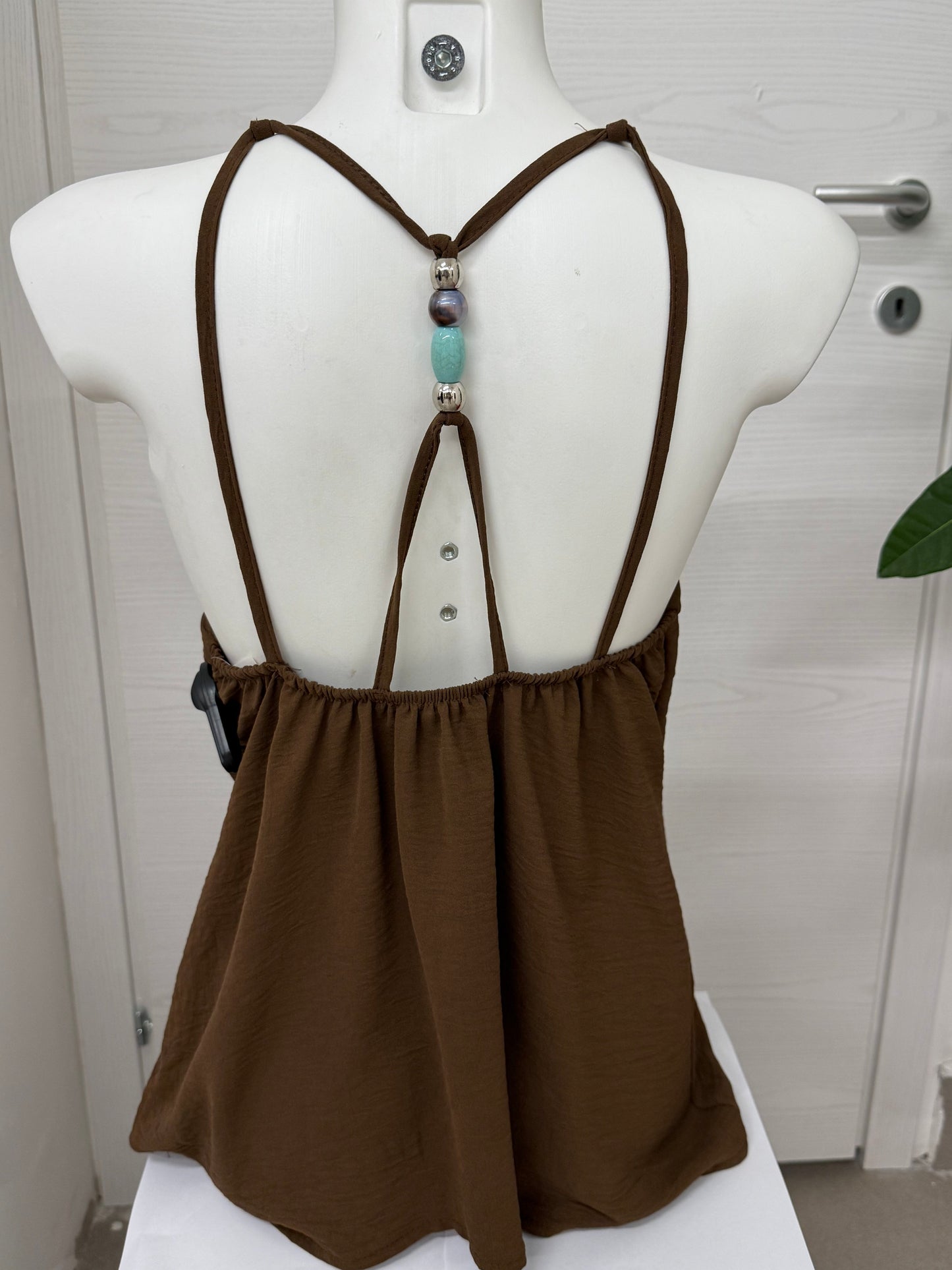 Canotta con perle sul retro FGD MODA