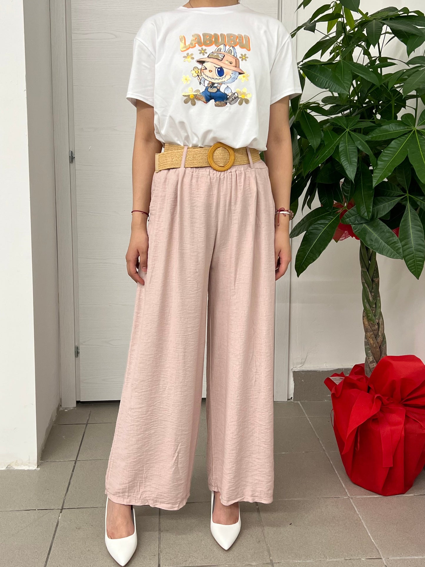 Pantaloni a palazzo con cinta FGD MODA