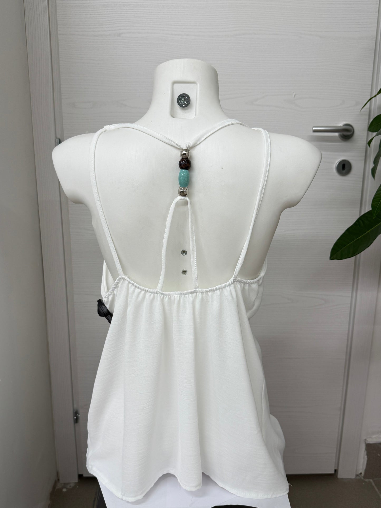 Canotta con perle sul retro FGD MODA