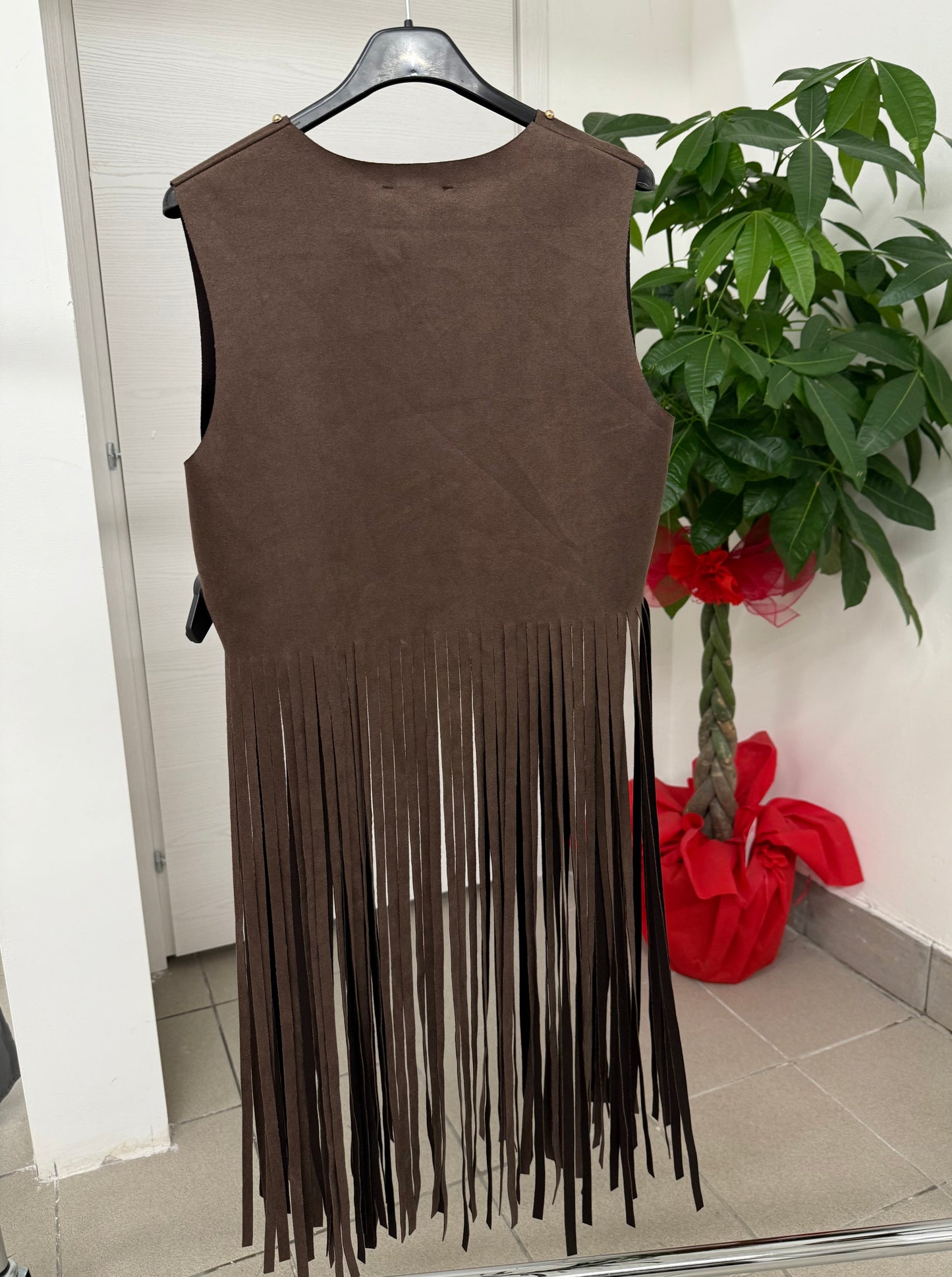 Gilet con frange in camoscio FGD MODA