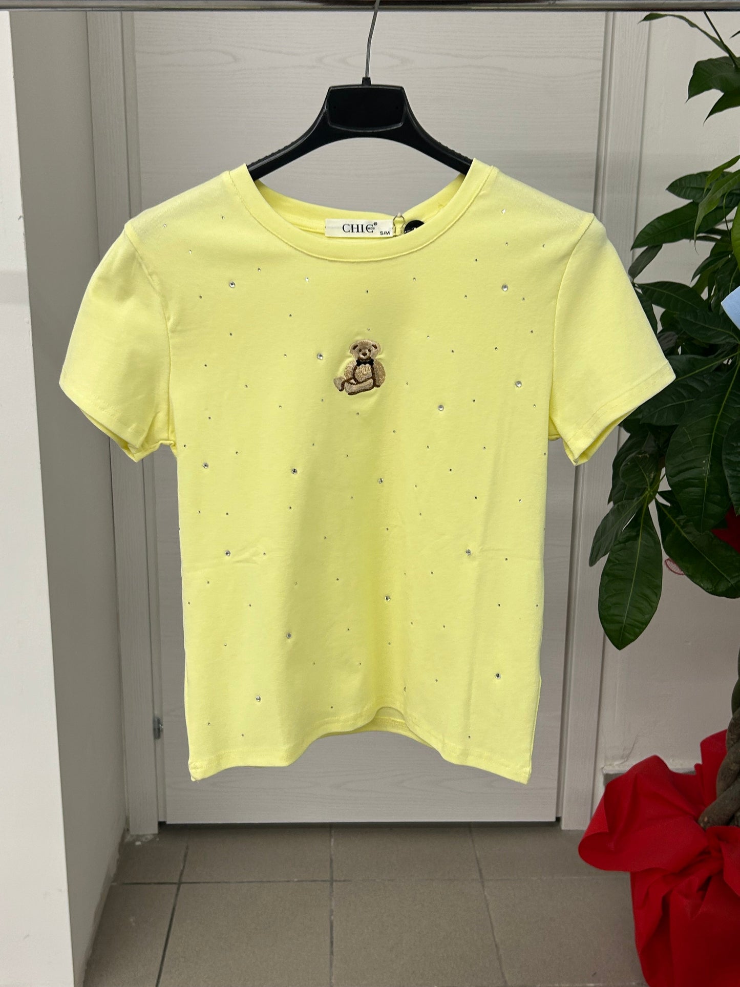 T-shirt brillantinata con teddy bear FGD MODA
