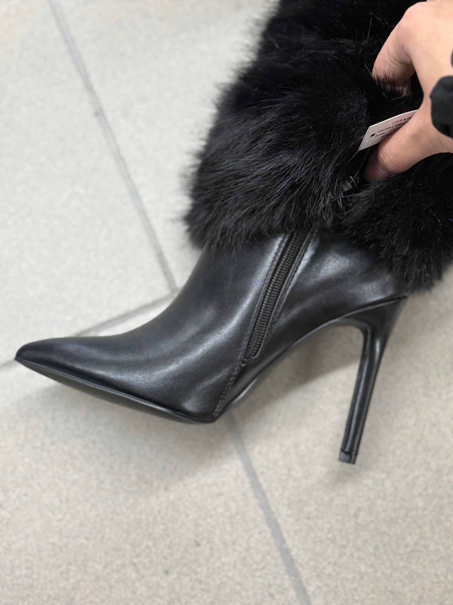 Stivali alti con pelliccia tacco 10cm FGD MODA