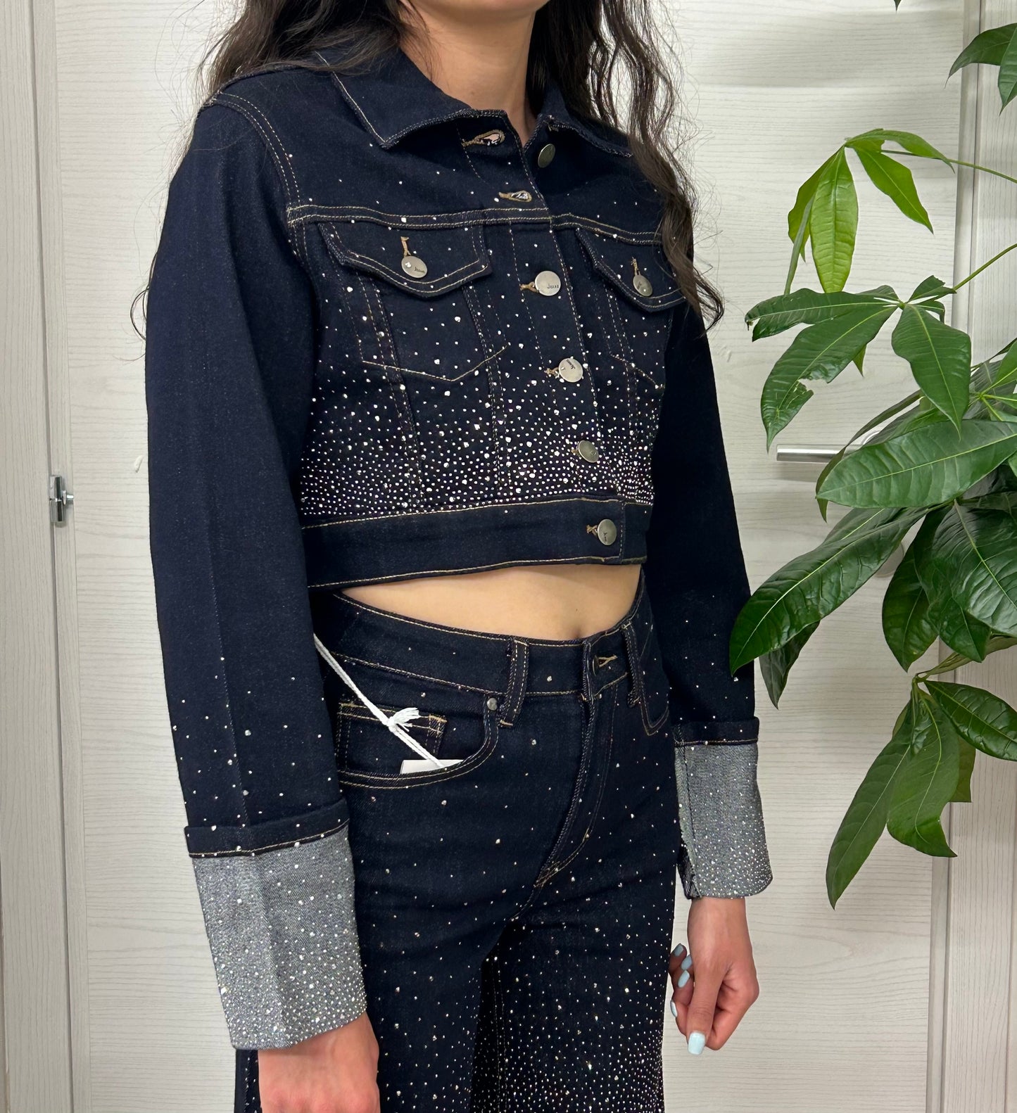 Giacca denim con brillantini