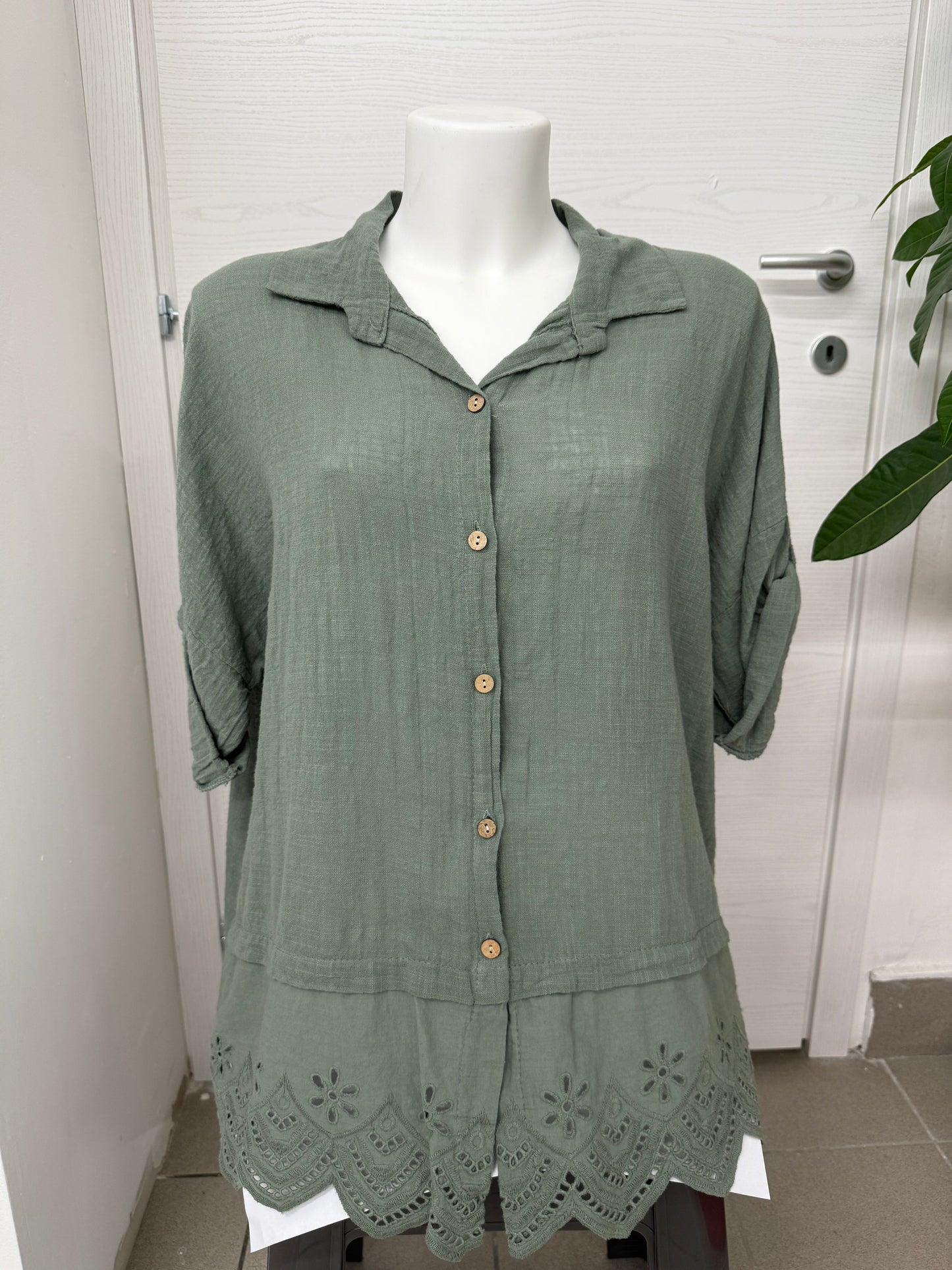 Blusa con bordo sangallo FGD MODA