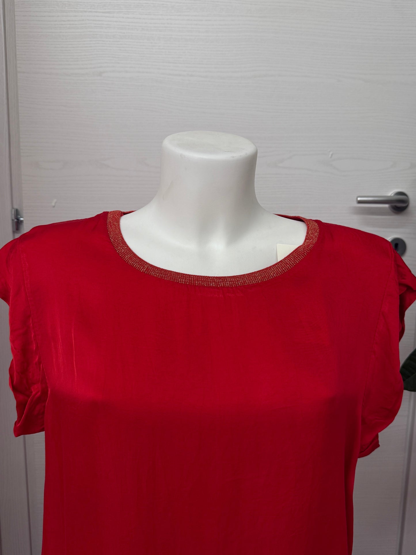 Maglietta maniche corte tinta unita con colletto lurex FGD MODA