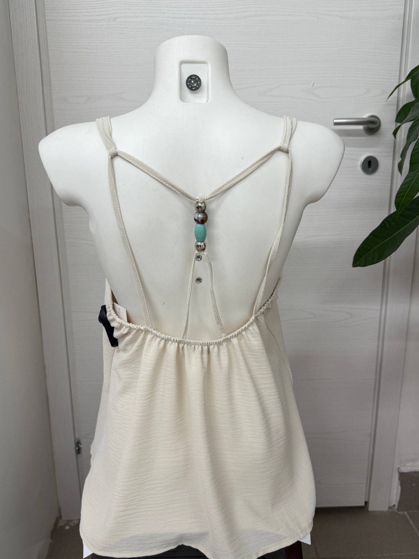 Canotta con perle sul retro FGD MODA