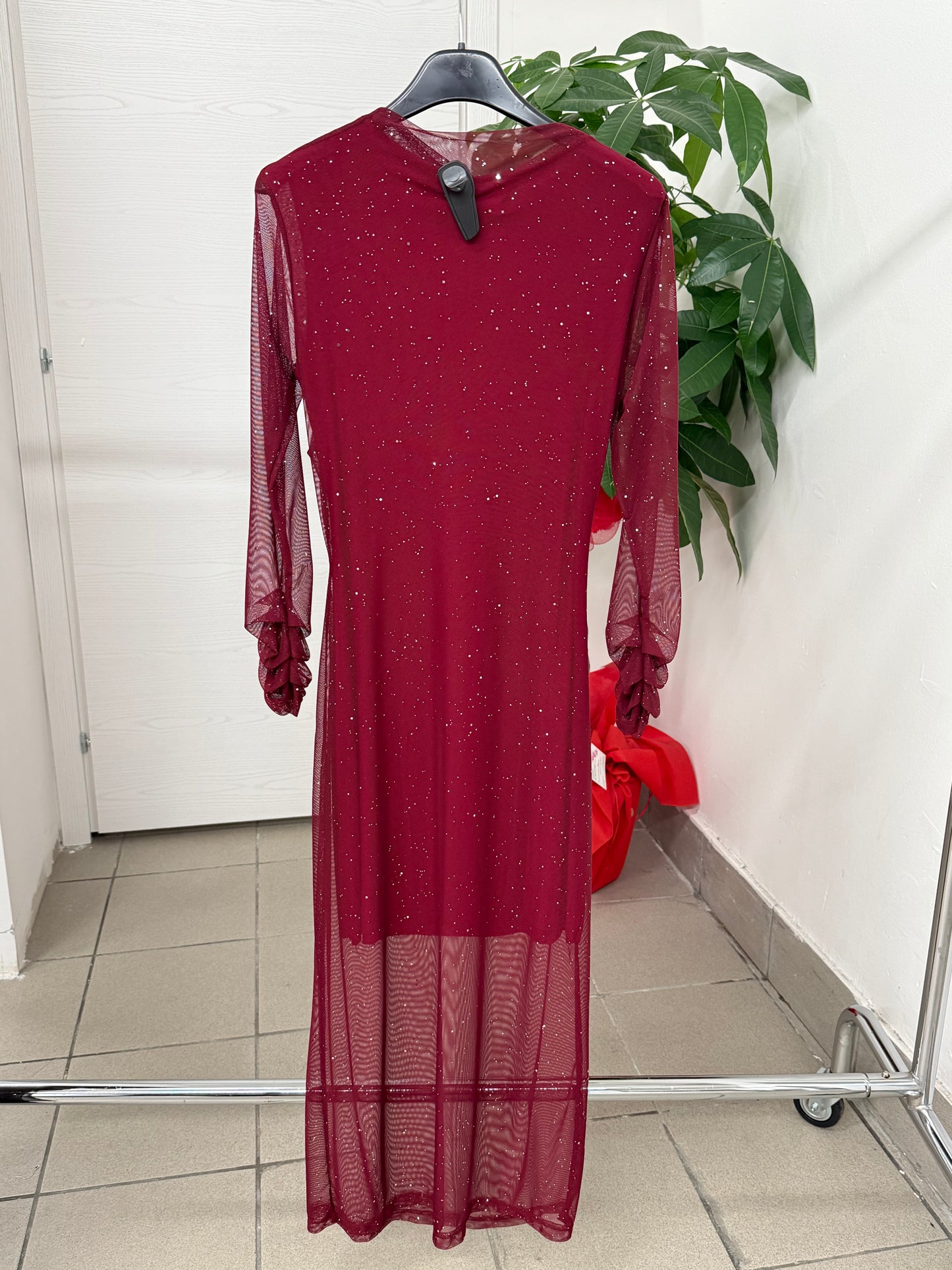 Abito lungo brillantinato con balze FGD MODA