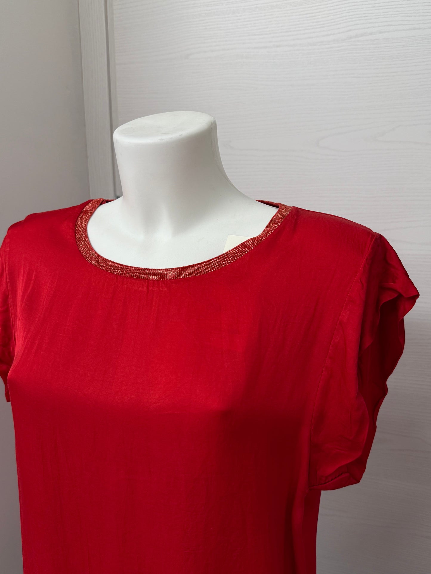 Maglietta maniche corte tinta unita con colletto lurex FGD MODA