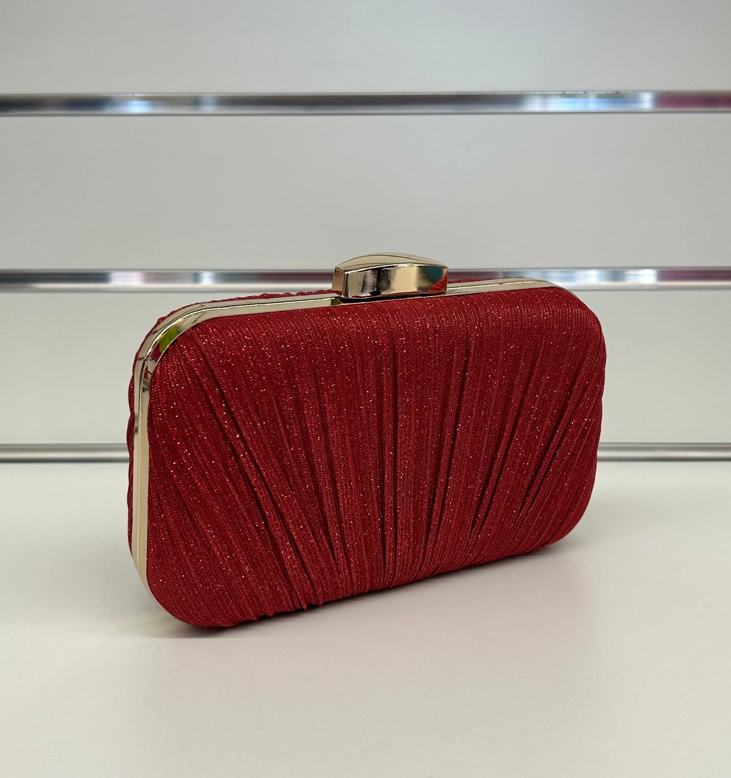 Pochette clutch brillantinata con chiusura in alto e tracolla FGD MODA