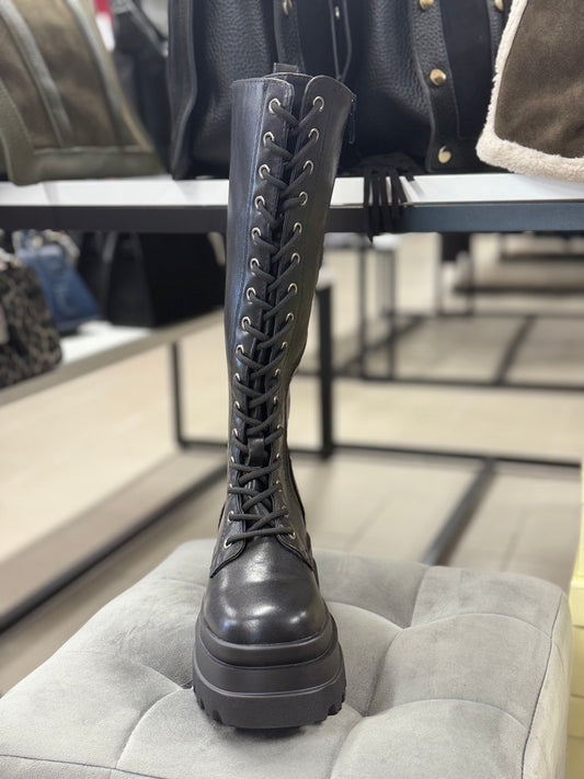 Stivali in ecopelle con lacci con platform alta FGD MODA