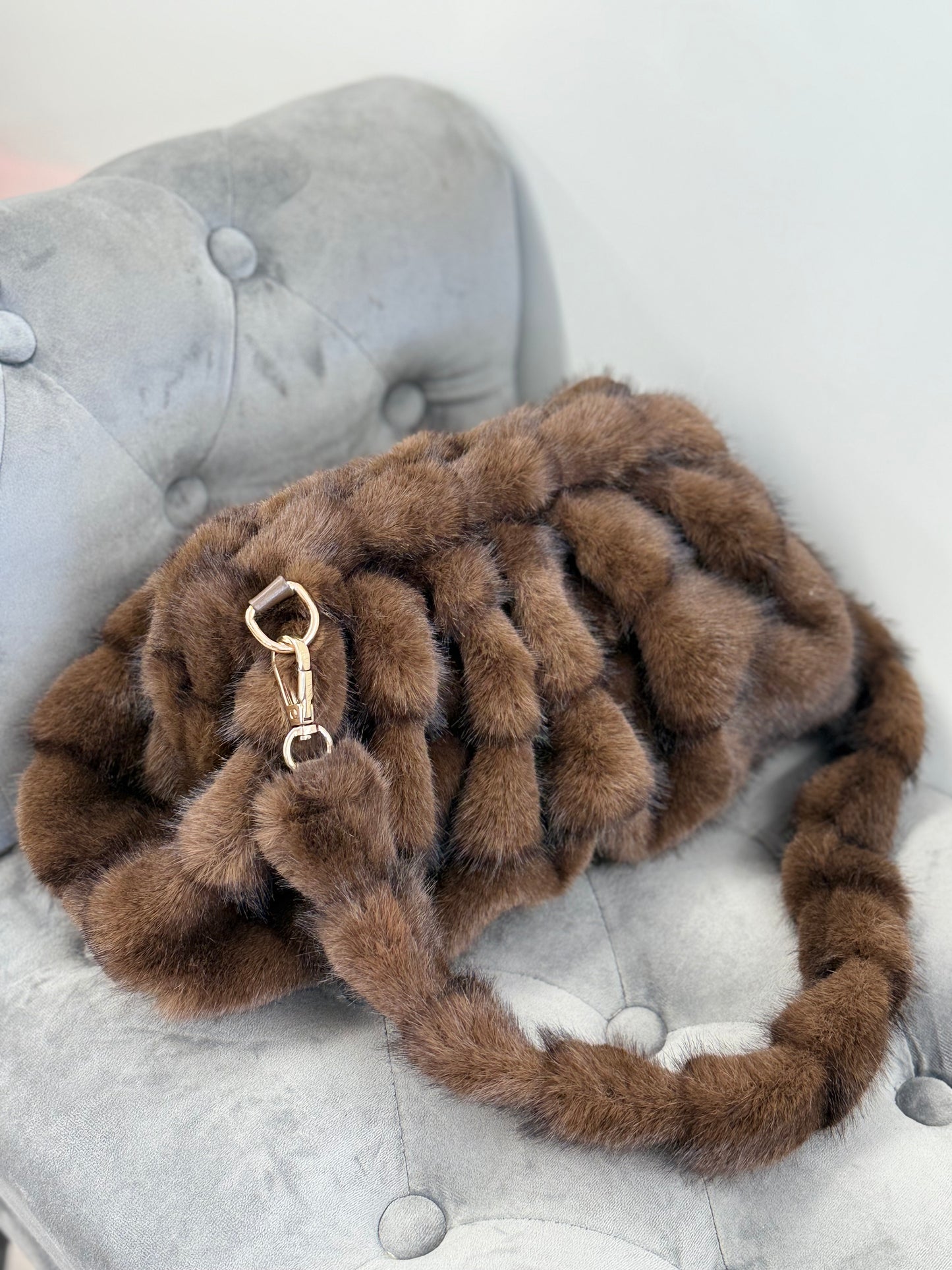 Borsa Clutch con pelliccia con tracolla