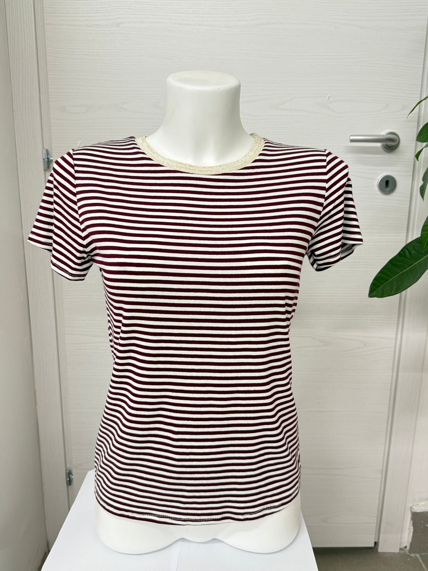 Maglietta a righe con colletto lurex FGD MODA