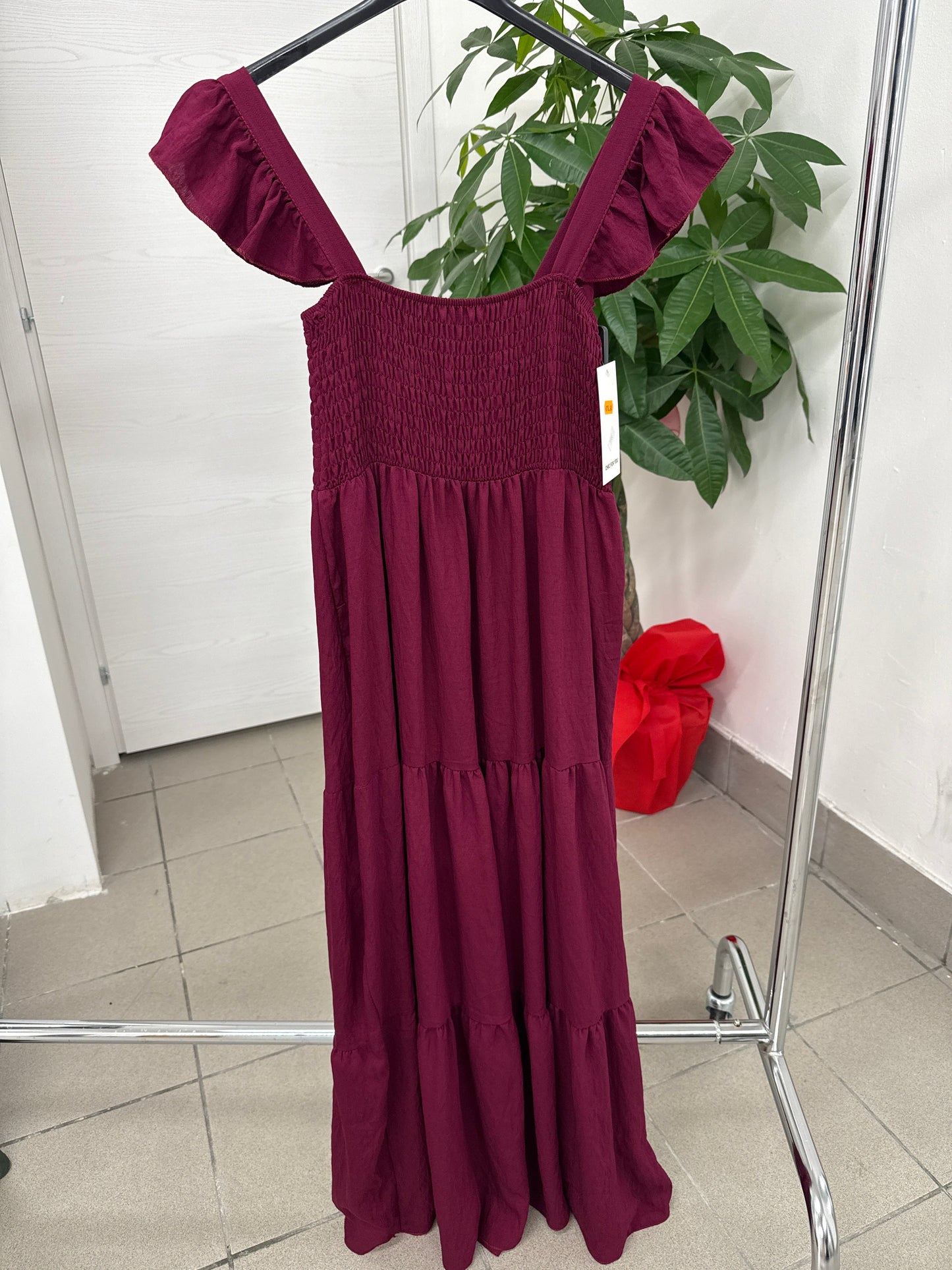 Abito lungo con spalline volant FGD MODA