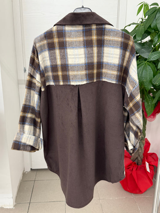 Camicia scozzese in flanella misto velluto con Teddy FGD MODA