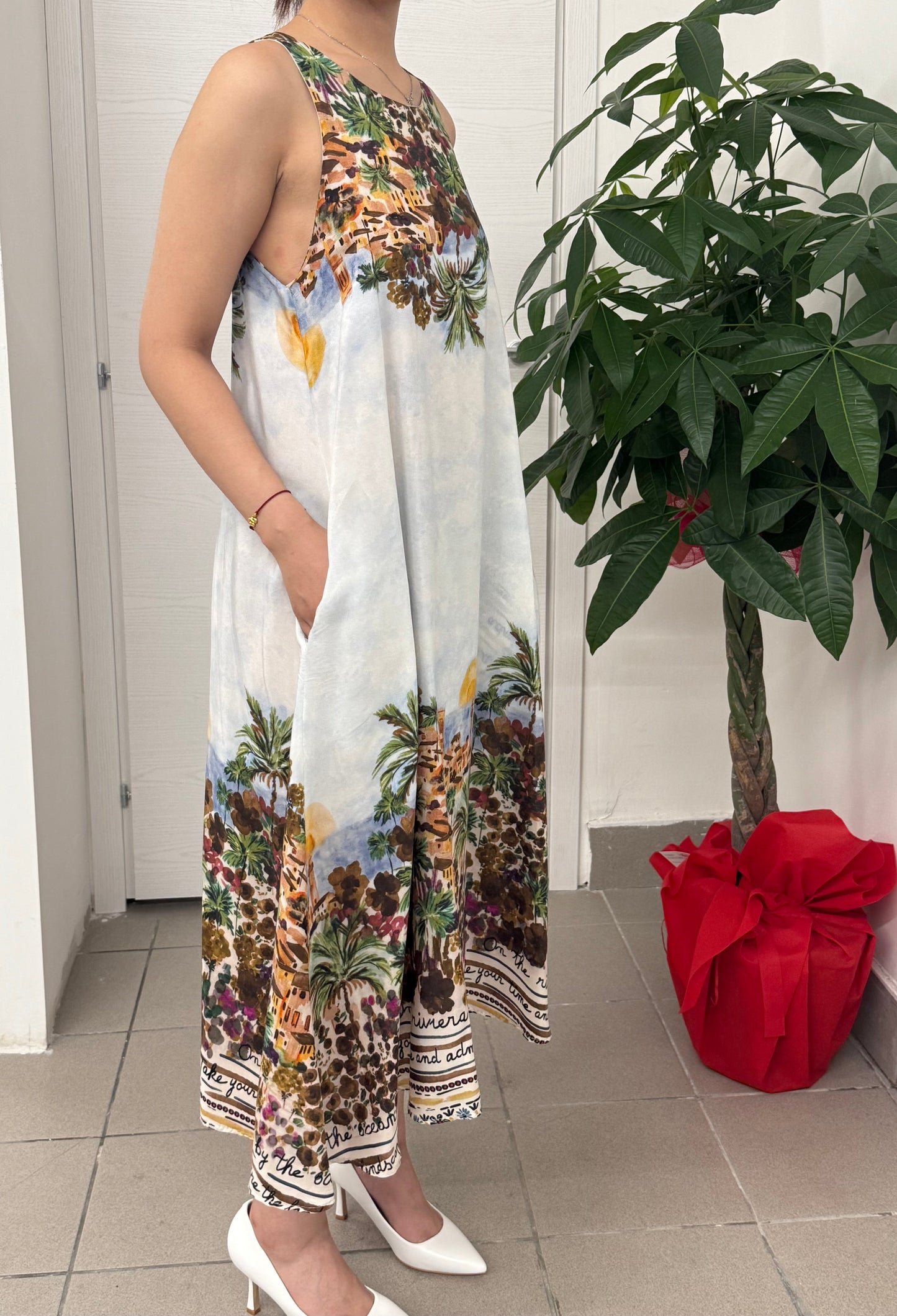 Abito lungo Paesaggio con tasche FGD MODA