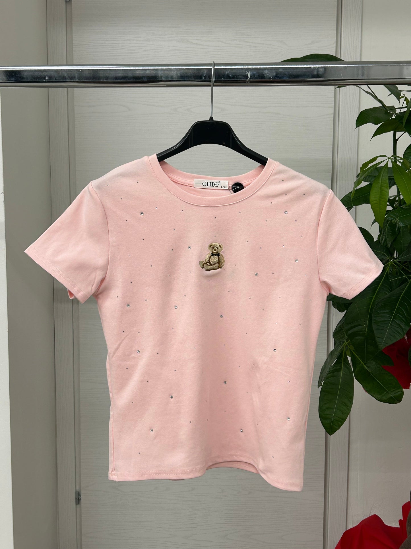 T-shirt brillantinata con teddy bear FGD MODA