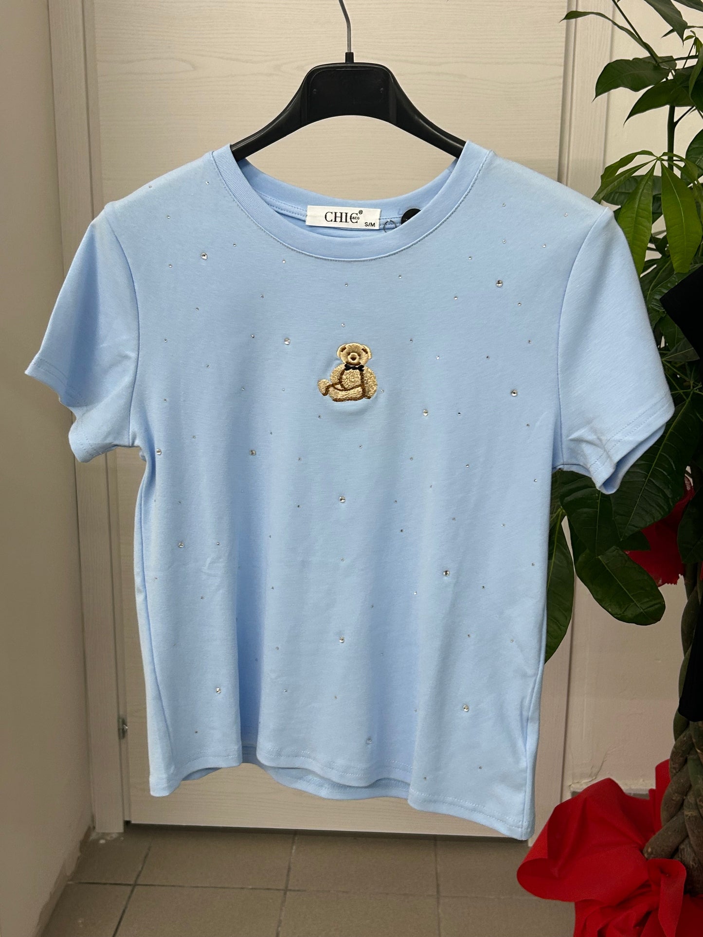 T-shirt brillantinata con teddy bear FGD MODA