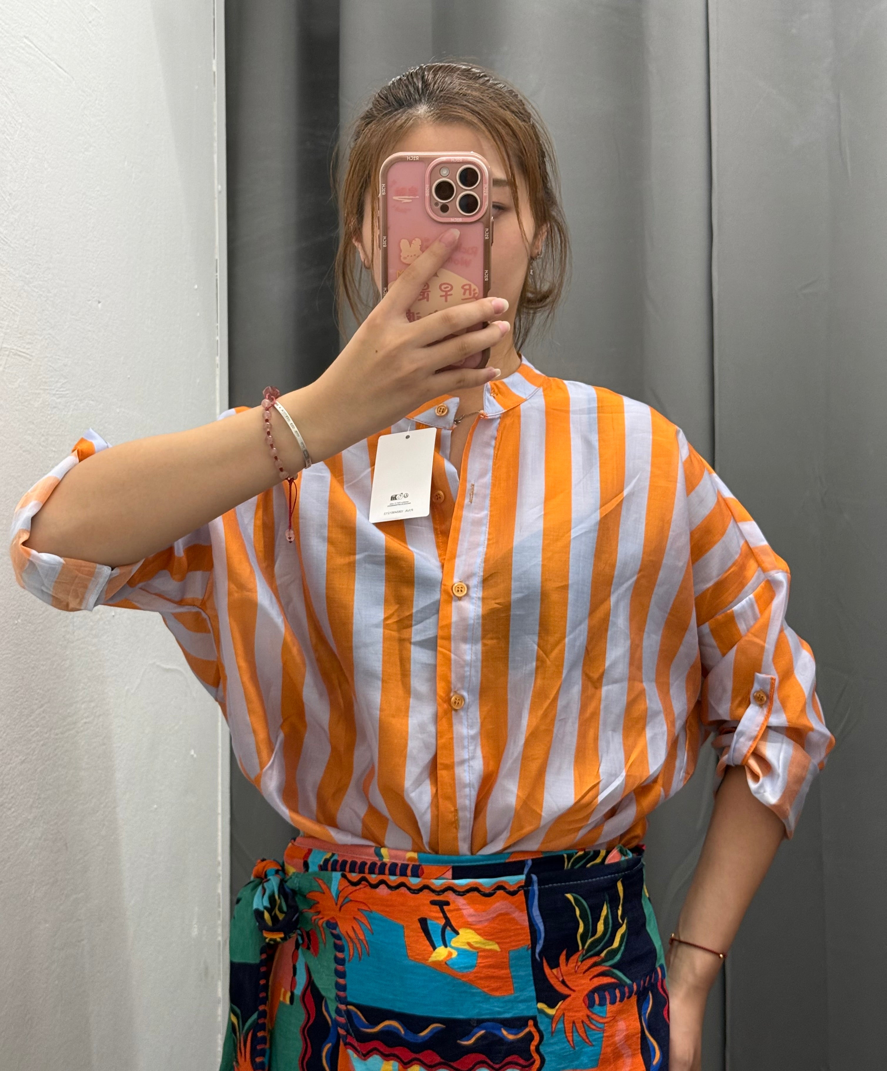 Camicia in Tencel Over Fit a Righe FGD MODA