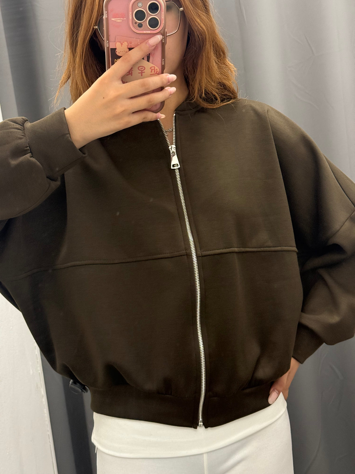 Felpa Over Fit Con Zip FGD MODA
