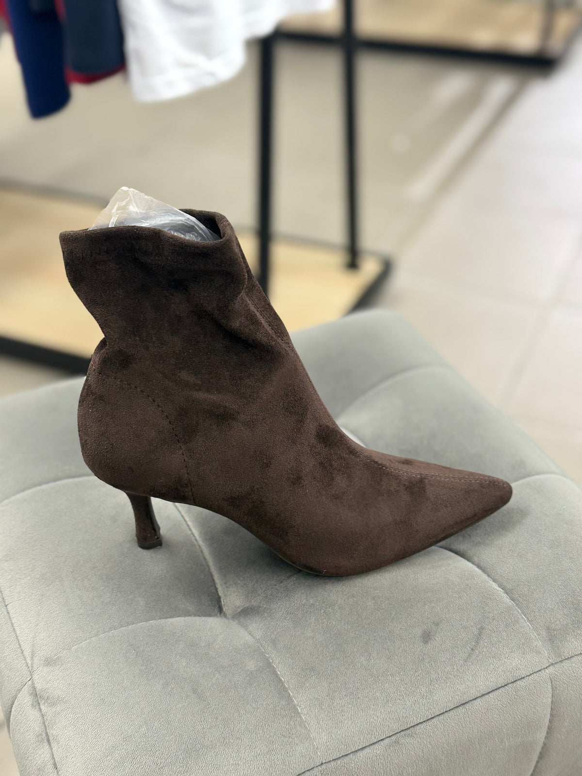 Stivaletti In Camoscio A Calzino A Punta Tacco 7cm WS228 FGD MODA