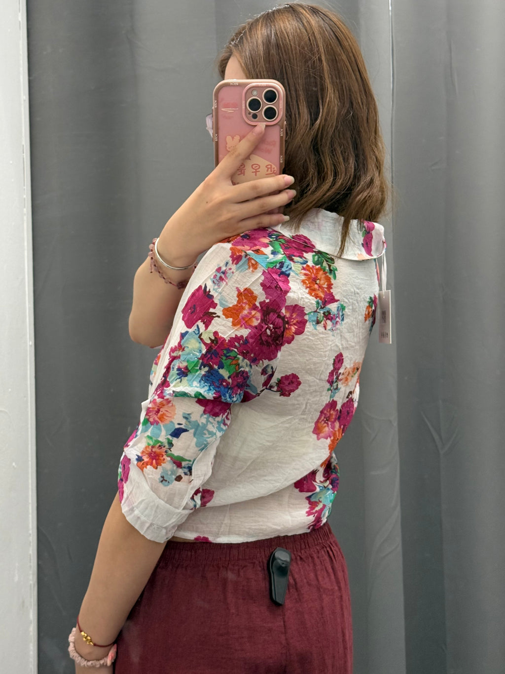 Camicia in Viscosa e Cotone Crop a Fantasia FGD MODA