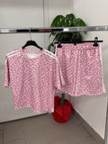 Set coordinato Maglietta e Pantaloncini leopardato con strisce laterali FGD MODA