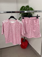 Set coordinato Maglietta e Pantaloncini leopardato con strisce laterali FGD MODA