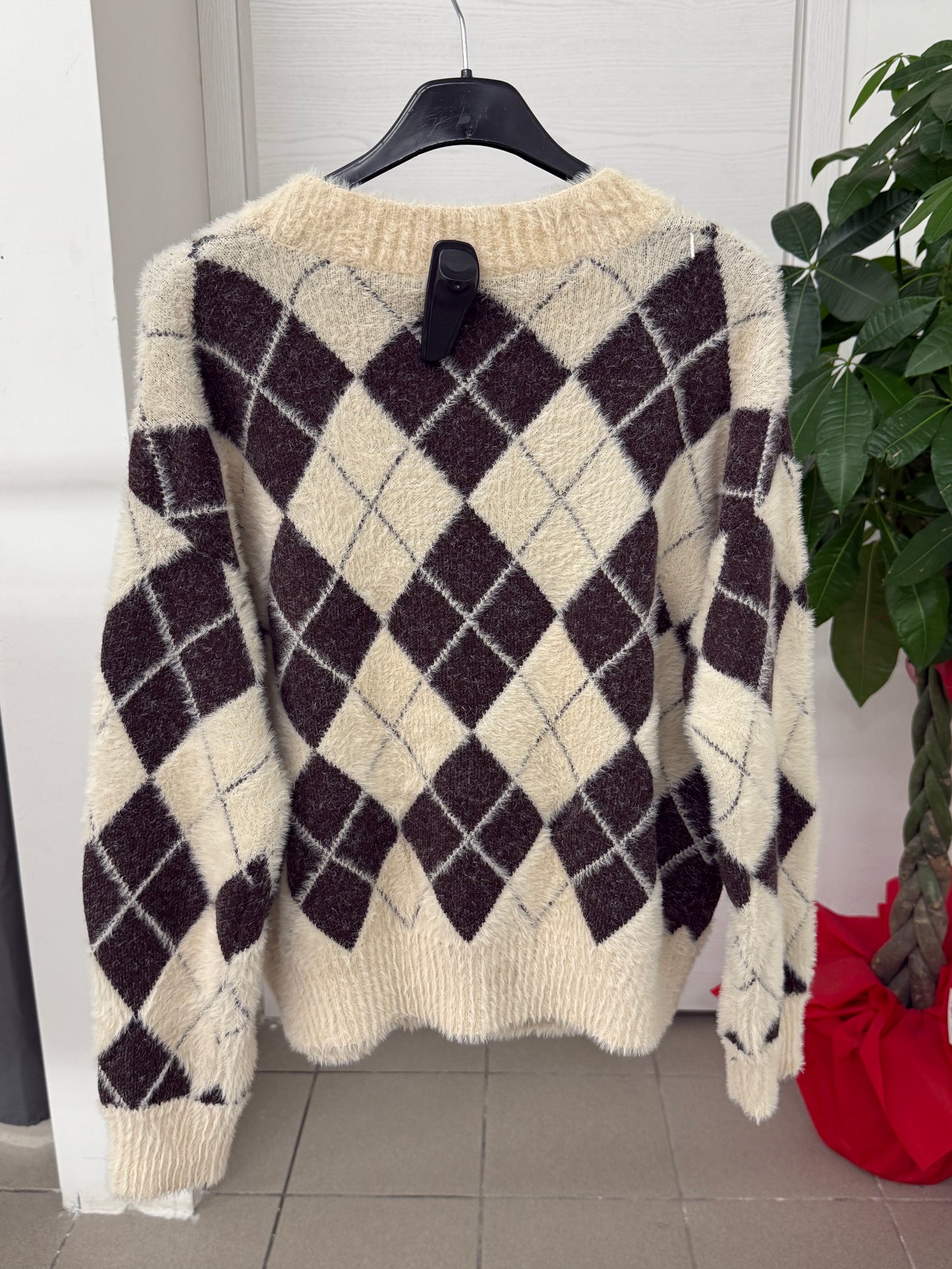 Cardigan con motivo a rombo