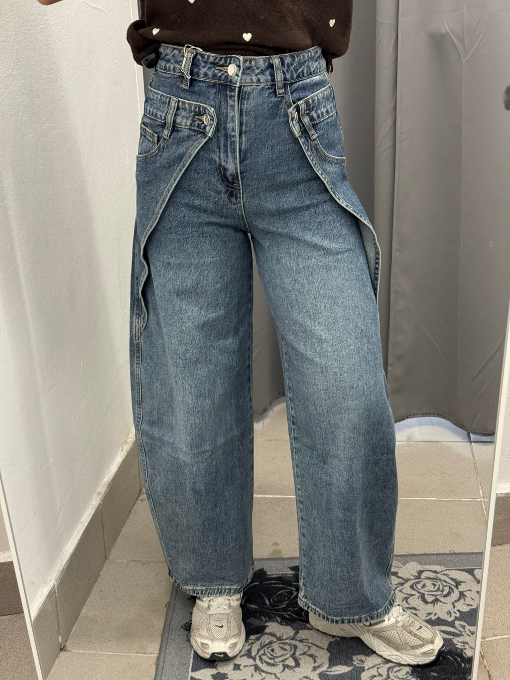 Jeans Barrel Effetto Doppio Strato F194 FGD MODA