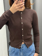 Cardigan Con Collo In Pizzo Con Bottoni FGD MODA