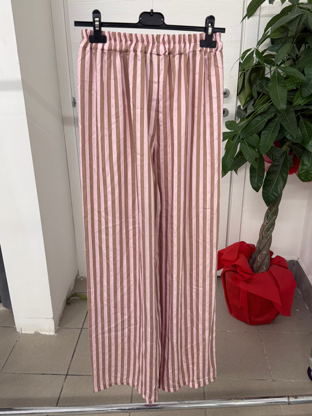 Pantaloni in viscosa a palazzo a righe FGD MODA