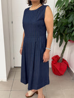 Abito lungo in cotone effetto denim a righe FGD MODA