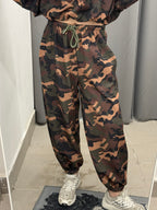 Set Coordinato Militare Felpa Crop E Pantaloni Con Polsini FGD MODA