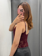 Body Semitrasparente Con Stampe Fiorate In Velluto Con Spalline Regolabili FGD MODA