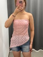 Top a Fascia in Pizzo con Taglio Obliquo FGD MODA
