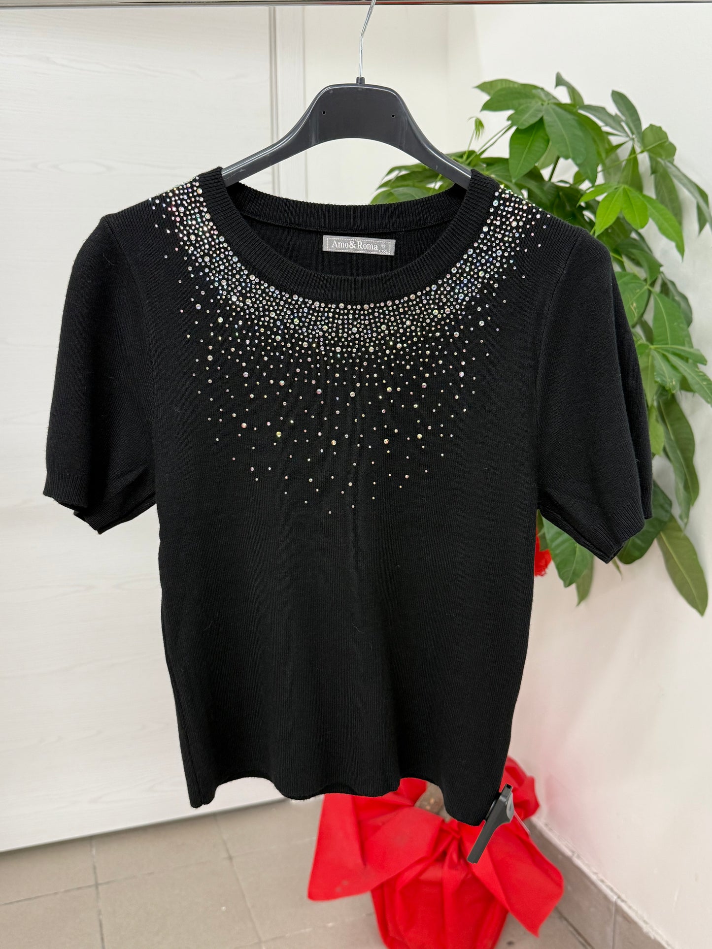 Top in maglia con brillantini FGD MODA