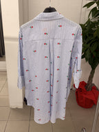 Camicia in cotone a righe con fiori FGD MODA