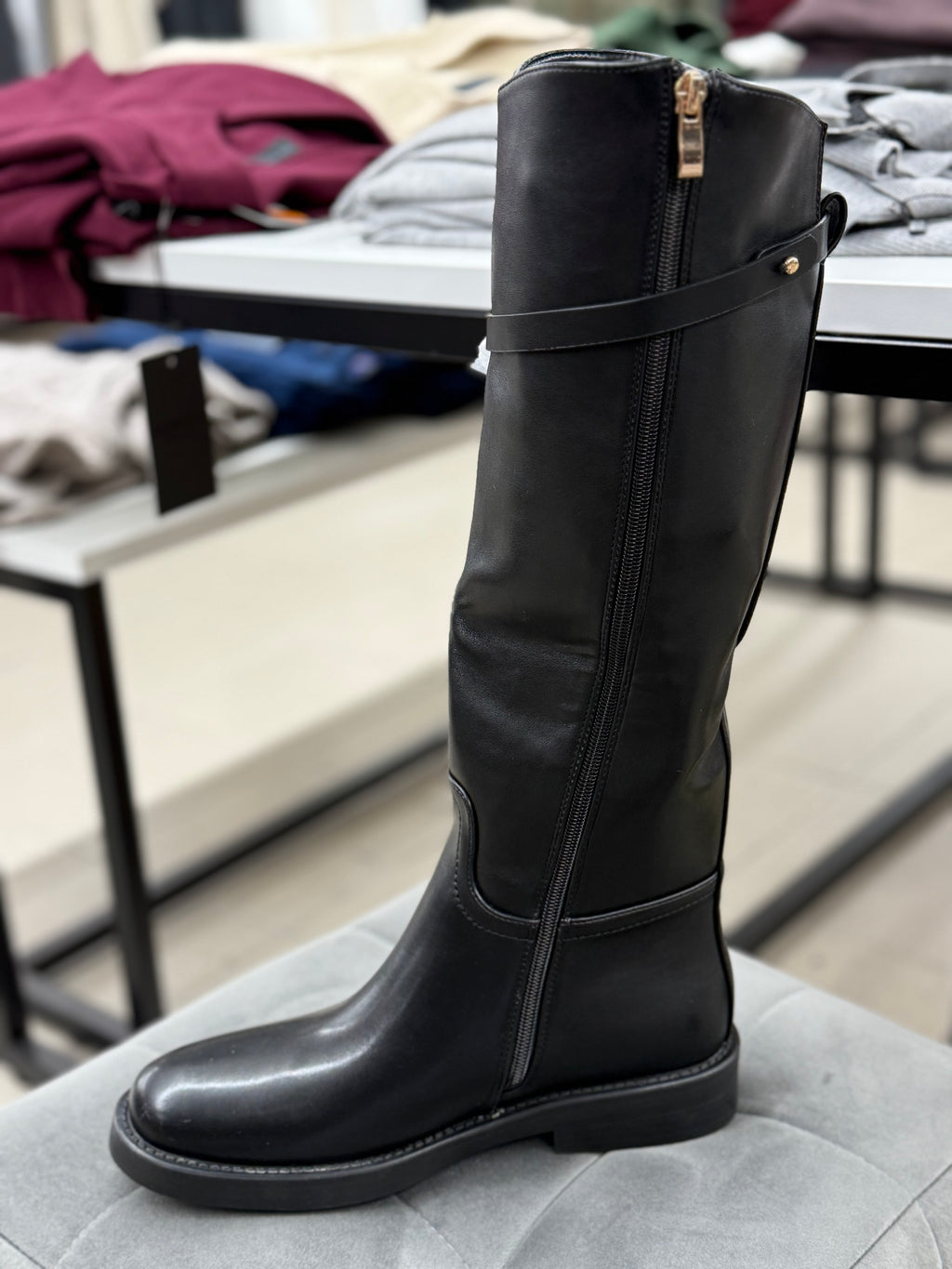 Stivali in ecopelle alto con cinta tacco 2cm FGD MODA