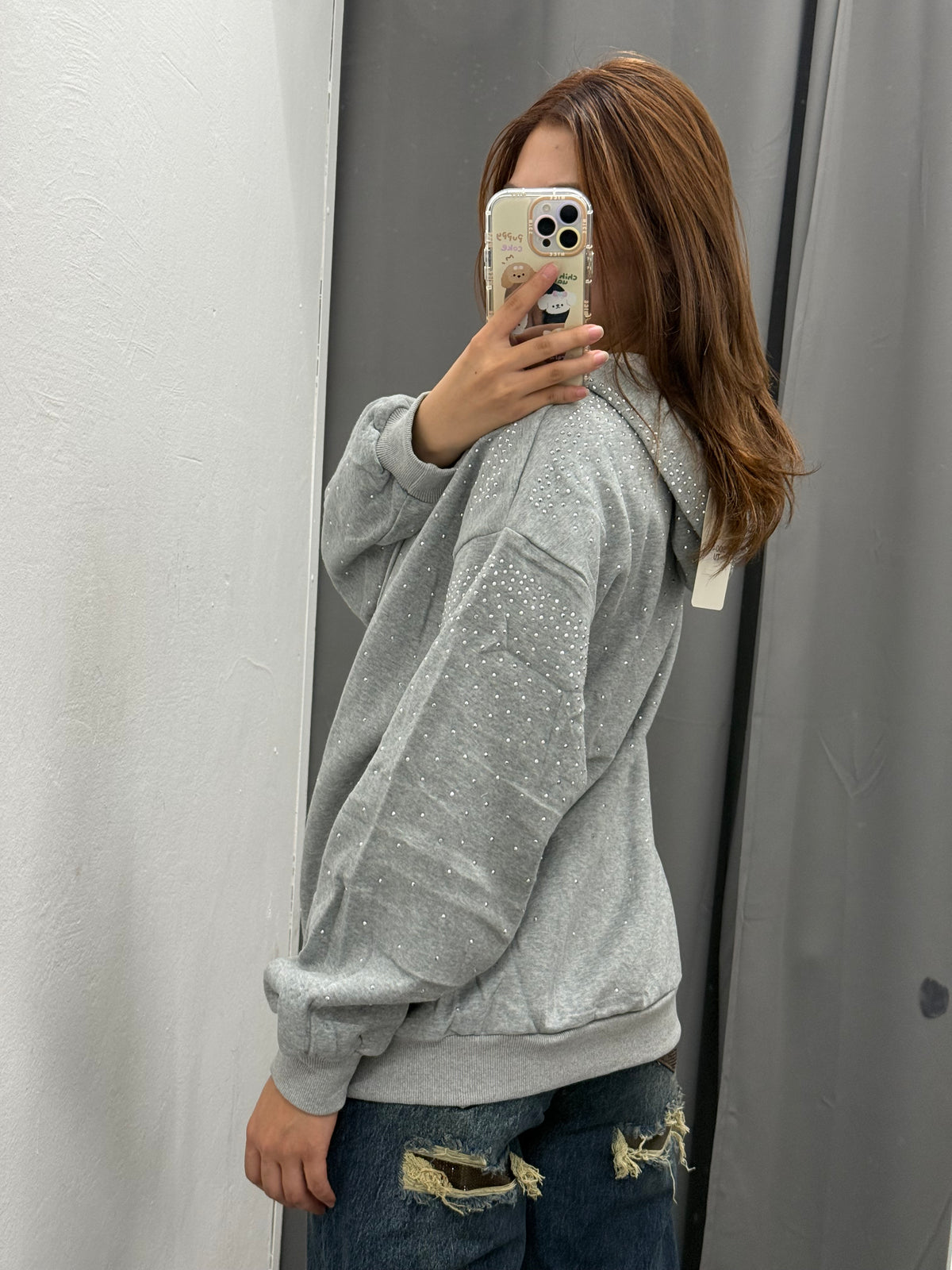 Felpa Felpata Con Brillantini E Cappuccio FGD MODA