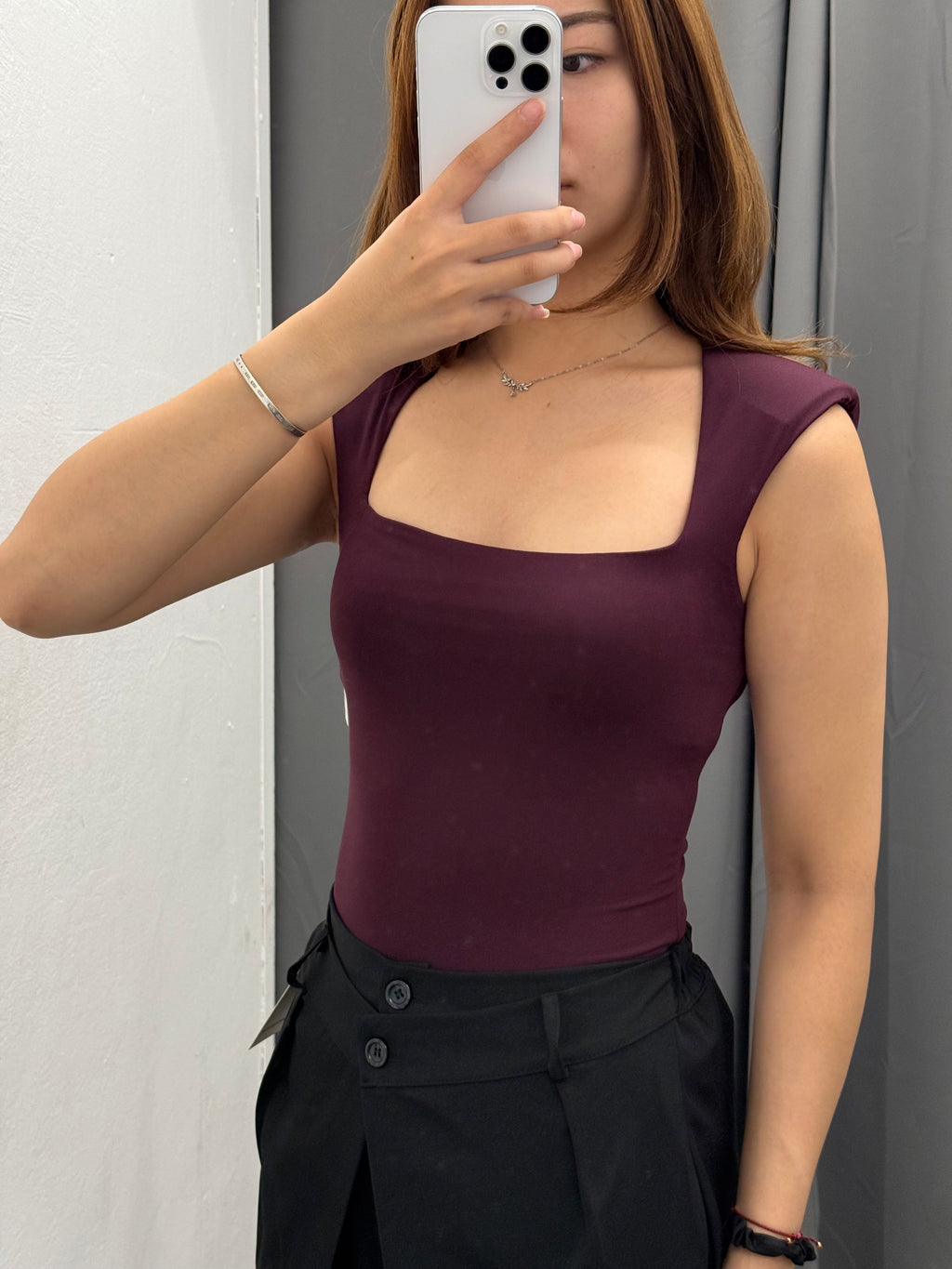 Top In Lycra Con Scollatura Sul Retro Con Spalle Imbottite FGD MODA